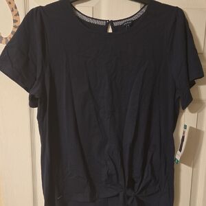 Nautica Navy Short Sleeve Tie-Front Tee